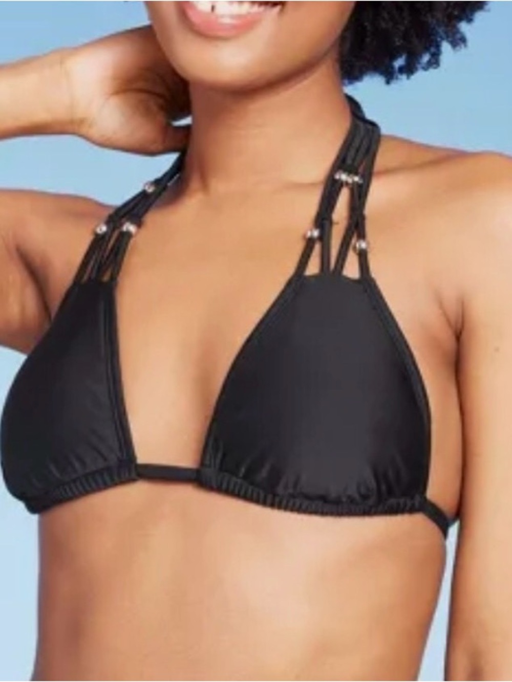 wild fable Black Strappy Halter Triangle Bikini Top